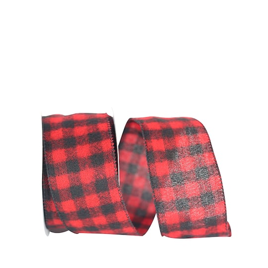 Reliant 2.5" x 10yd. Red Buffalo Plaid Wired Ribbon